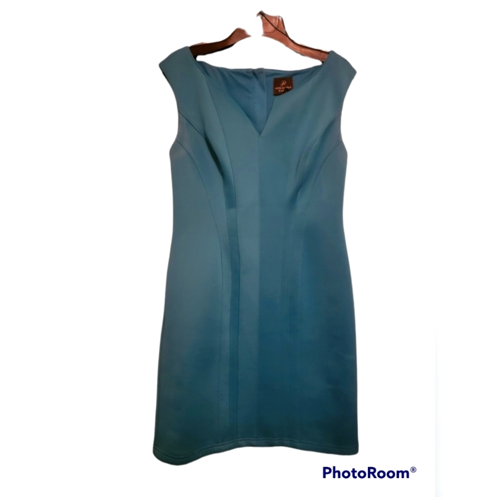 Adrianna Papell Blue Dress with Gold Zipper - Size 8